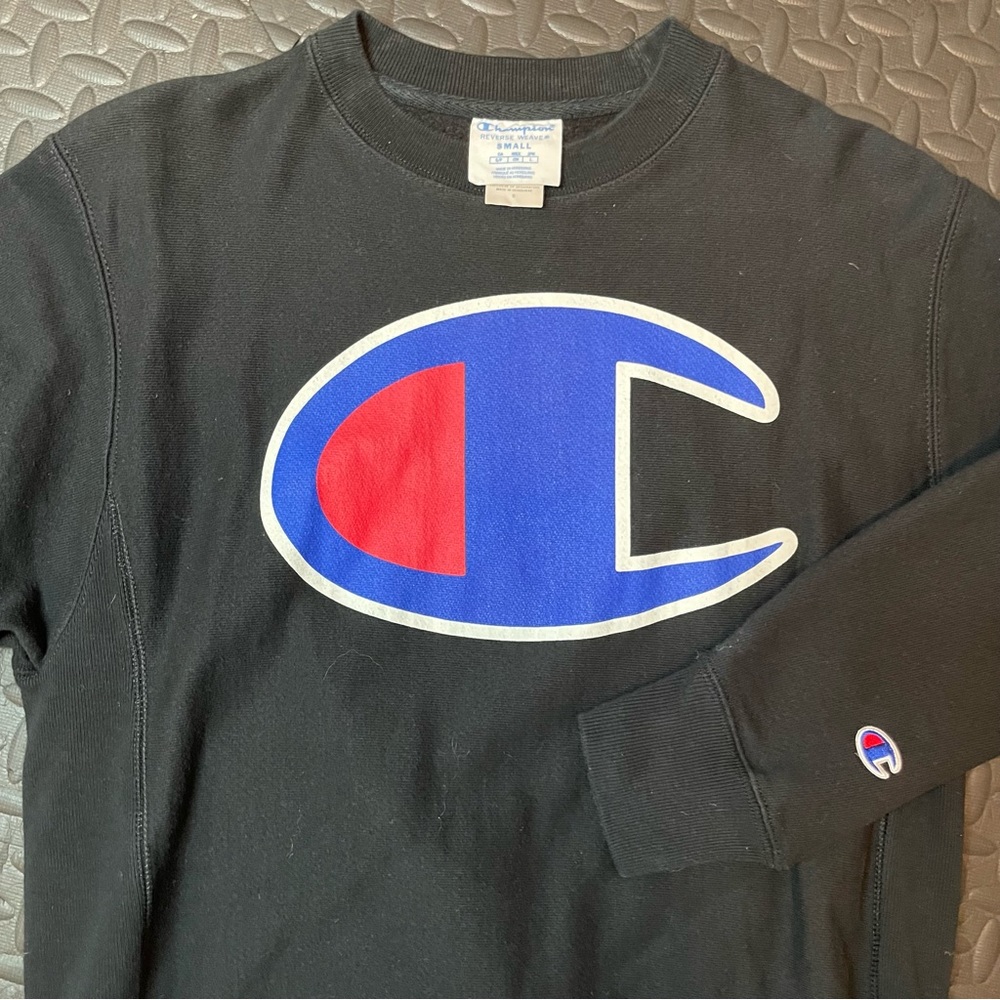 Champion Reverse Weave Crewneck Pullover Sweatshirt Black Small‎